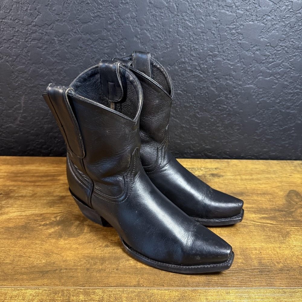 Cavender's Western Pointed Toe Black Leather Cowboy Boots Womens Size 7B